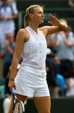 Maria Sharapova wearing new Nike outfit at 2008 Wimbledon Championships